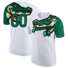 Загрузить изображение в средство просмотра галереи, Custom White Kelly Green-Black 3D Pattern Design Crocodile Performance T-Shirt
