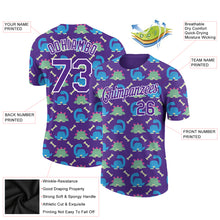 Загрузить изображение в средство просмотра галереи, Custom Purple White 3D Pattern Design Dinosaur Performance T-Shirt
