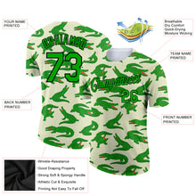 Загрузить изображение в средство просмотра галереи, Custom Cream Aurora Green-Black 3D Pattern Design Crocodile Performance T-Shirt
