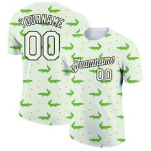 Загрузить изображение в средство просмотра галереи, Custom Pea Green Black 3D Pattern Design Crocodile Performance T-Shirt
