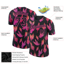 Загрузить изображение в средство просмотра галереи, Custom Black Pink 3D Pattern Design Flower Performance T-Shirt
