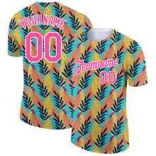 Laden Sie das Bild in den Galerie-Viewer, Custom White Pink 3D Pattern Design Tropical Palm Leaf Performance T-Shirt
