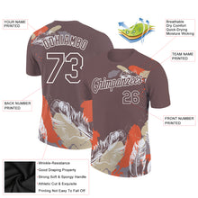 Charger l&#39;image dans la galerie, Custom Brown White 3D Pattern Design Feather Performance T-Shirt
