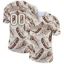 Laden Sie das Bild in den Galerie-Viewer, Custom Cream Brown 3D Pattern Design Feather Performance T-Shirt
