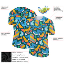 Загрузить изображение в средство просмотра галереи, Custom Black Sky Blue 3D Pattern Design Cutout Collage Performance T-Shirt
