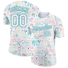 Charger l&#39;image dans la galerie, Custom White Aqua 3D Pattern Design Hawaii Summer Holiday Performance T-Shirt
