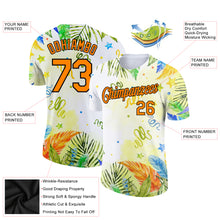 Load image into Gallery viewer, Custom White Bay Orange-Black 3D Pattern Design Hawaii Palm Leaves Performance T-Shirt
