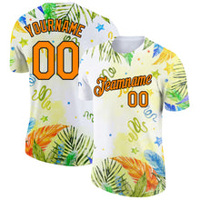 Charger l&#39;image dans la galerie, Custom White Bay Orange-Black 3D Pattern Design Hawaii Palm Leaves Performance T-Shirt
