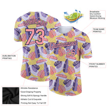 Charger l&#39;image dans la galerie, Custom White Medium Pink-Navy 3D Pattern Design Hawaii Palm Leaves Performance T-Shirt
