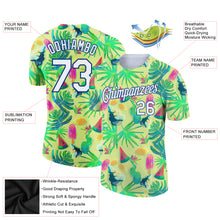 Загрузить изображение в средство просмотра галереи, Custom Neon Yellow White-Royal 3D Pattern Design Hawaii Summer Holiday Performance T-Shirt
