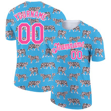 Charger l&#39;image dans la galerie, Custom Light Blue Pink-White 3D Pattern Design Tiger Performance T-Shirt
