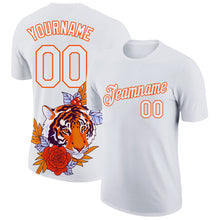 Load image into Gallery viewer, Custom White Orange 3D Pattern Design Tiger Performance T-Shirt
