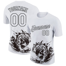 Laden Sie das Bild in den Galerie-Viewer, Custom White Black 3D Pattern Design Tiger Performance T-Shirt
