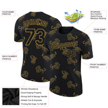 Charger l&#39;image dans la galerie, Custom Black Old Gold 3D Pattern Design Tiger Performance T-Shirt
