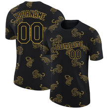 Загрузить изображение в средство просмотра галереи, Custom Black Old Gold 3D Pattern Design Tiger Performance T-Shirt
