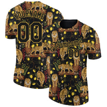 Charger l&#39;image dans la galerie, Custom Black Old Gold 3D Pattern Design Tiger Performance T-Shirt
