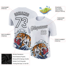 Laden Sie das Bild in den Galerie-Viewer, Custom White Black 3D Pattern Design Tiger Performance T-Shirt
