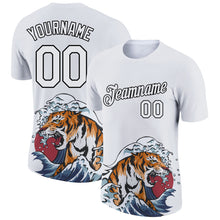 Laden Sie das Bild in den Galerie-Viewer, Custom White Black 3D Pattern Design Tiger Performance T-Shirt
