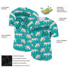 Load image into Gallery viewer, Custom Aqua Black 3D Pattern Design Tiger Performance T-Shirt
