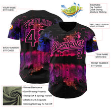 Load image into Gallery viewer, Custom Black Pink 3D Pattern Design Hawaii Palm Trees Authentic Baseball Jersey
