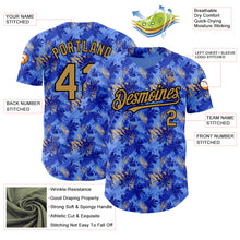 Load image into Gallery viewer, Custom Light Blue Old Gold-Black 3D Pattern Design Tropical Hawaii Palm Leaves Authentic Baseball Jersey
