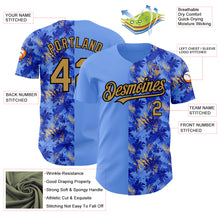 Laden Sie das Bild in den Galerie-Viewer, Custom Light Blue Old Gold-Black 3D Pattern Design Tropical Hawaii Palm Leaves Authentic Baseball Jersey
