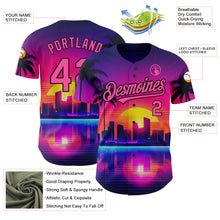 Загрузить изображение в средство просмотра галереи, Custom Purple Pink-Black 3D Miami Palm Trees City Edition Authentic Baseball Jersey
