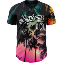 Charger l&#39;image dans la galerie, Custom Pink Black-White 3D Pattern Design Hawaii Palm Trees Authentic Baseball Jersey
