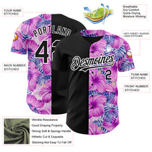 Charger l&#39;image dans la galerie, Custom Pink Black-White 3D Pattern Design Tropical Flower And Hawaii Palm Leaves Authentic Baseball Jersey
