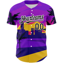 Charger l&#39;image dans la galerie, Custom Purple Black-White 3D Pattern Design Hawaii Palm Trees Authentic Baseball Jersey
