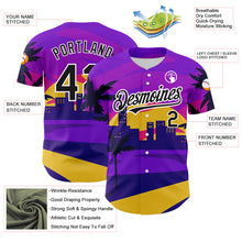 Charger l&#39;image dans la galerie, Custom Purple Black-White 3D Pattern Design Hawaii Palm Trees Authentic Baseball Jersey
