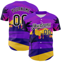 Charger l&#39;image dans la galerie, Custom Purple Black-White 3D Pattern Design Hawaii Palm Trees Authentic Baseball Jersey
