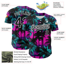 Charger l&#39;image dans la galerie, Custom Pink Black-White 3D Pattern Design Beach Hawaii Palm Trees Authentic Baseball Jersey
