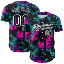 Charger l&#39;image dans la galerie, Custom Pink Black-White 3D Pattern Design Beach Hawaii Palm Trees Authentic Baseball Jersey
