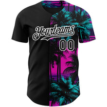 Charger l&#39;image dans la galerie, Custom Pink Black-White 3D Pattern Design Beach Hawaii Palm Trees Authentic Baseball Jersey
