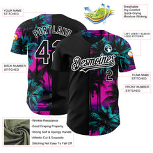 Charger l&#39;image dans la galerie, Custom Pink Black-White 3D Pattern Design Beach Hawaii Palm Trees Authentic Baseball Jersey
