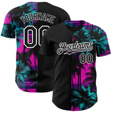 Charger l&#39;image dans la galerie, Custom Pink Black-White 3D Pattern Design Beach Hawaii Palm Trees Authentic Baseball Jersey
