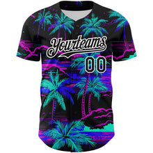 Laden Sie das Bild in den Galerie-Viewer, Custom Black White 3D Pattern Design Beach Hawaii Palm Trees Authentic Baseball Jersey
