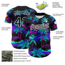 Laden Sie das Bild in den Galerie-Viewer, Custom Black White 3D Pattern Design Beach Hawaii Palm Trees Authentic Baseball Jersey
