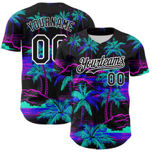 Laden Sie das Bild in den Galerie-Viewer, Custom Black White 3D Pattern Design Beach Hawaii Palm Trees Authentic Baseball Jersey
