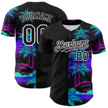 Laden Sie das Bild in den Galerie-Viewer, Custom Black White 3D Pattern Design Beach Hawaii Palm Trees Authentic Baseball Jersey
