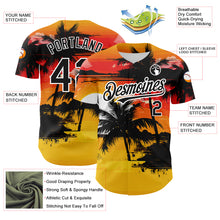 Charger l&#39;image dans la galerie, Custom Yellow Black White 3D Pattern Design Beach Hawaii Palm Trees Authentic Baseball Jersey
