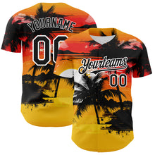 Charger l&#39;image dans la galerie, Custom Yellow Black White 3D Pattern Design Beach Hawaii Palm Trees Authentic Baseball Jersey
