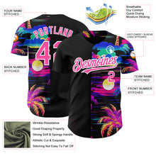 Laden Sie das Bild in den Galerie-Viewer, Custom Black Pink-White 3D Pattern Design Beach Hawaii Palm Trees Authentic Baseball Jersey
