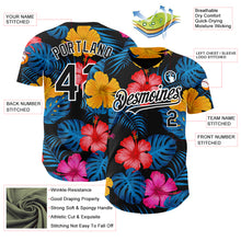 Charger l&#39;image dans la galerie, Custom Black White 3D Pattern Design Tropical Flower And Hawaii Palm Leaves Authentic Baseball Jersey
