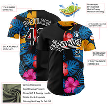 Laden Sie das Bild in den Galerie-Viewer, Custom Black White 3D Pattern Design Tropical Flower And Hawaii Palm Leaves Authentic Baseball Jersey
