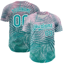 Charger l&#39;image dans la galerie, Custom Teal White 3D Pattern Design Tropical Hawaii Palm Leaves Authentic Baseball Jersey
