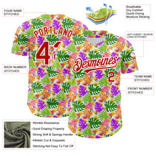 Laden Sie das Bild in den Galerie-Viewer, Custom White Red 3D Pattern Design Tropical Hawaii Palm Leaves Authentic Baseball Jersey
