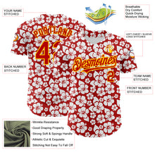 Загрузить изображение в средство просмотра галереи, Custom Red Yellow 3D Pattern Design Tropical Hawaii Flower Authentic Baseball Jersey
