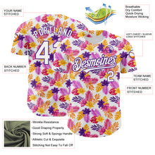 Charger l&#39;image dans la galerie, Custom White Purple 3D Pattern Design Tropical Flower And Hawaii Palm Leaves Authentic Baseball Jersey
